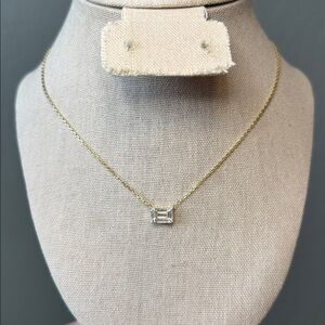 Freida Rothman Vault Baguette Minimalist Bar Necklace Sterling Silver 17"